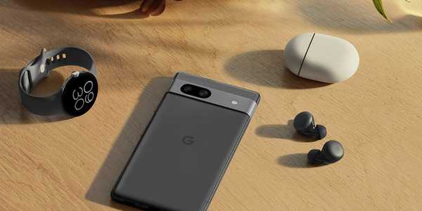 SIM Free Google Pixel 7a 5G mobile phone in Carbon black colour.